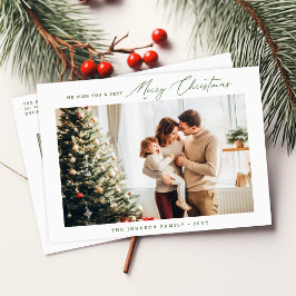 Minimalistisch-grüne Weihnachtsferien Postkarte