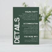 Minimalistisch-grüne Weißtypografie - Hochzeitsdet Begleitkarte (Stehend Vorderseite)