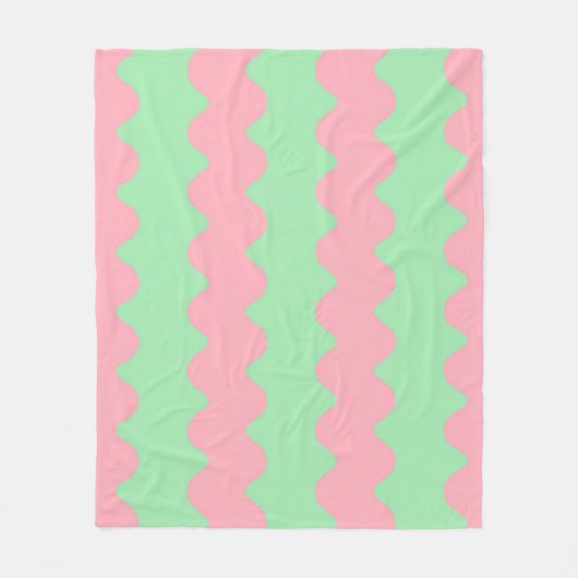 Minimalistisch grüner rosa Streifen Moderne, gemüt Fleecedecke (Vorderseite)