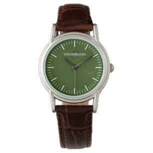 Minimalistisch-grünes Gesicht, kundenspezifisch mo Armbanduhr