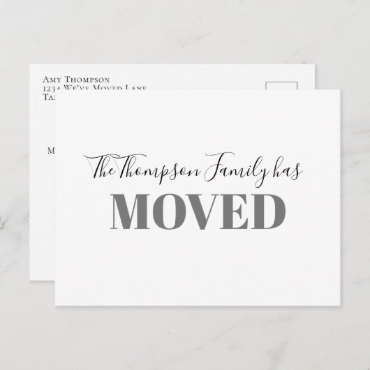 Minimalistisch haben wir uns um einen einfachen Mi Ankündigungspostkarte (Vorne/Hinten)