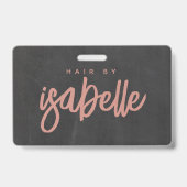 Minimalistisch Hair Stylist Dusty Pink Script Blac Ausweis (Rückseite)