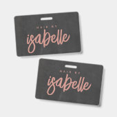 Minimalistisch Hair Stylist Dusty Pink Script Blac Ausweis (Vorder- & Rückseite)