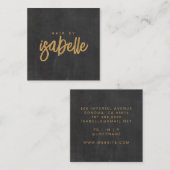 Minimalistisch Hair Stylist Gold Script Black Quadratische Visitenkarte (Vorne/Hinten)