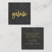 Minimalistisch Hair Stylist Mustard Script Black Quadratische Visitenkarte (Vorne/Hinten)