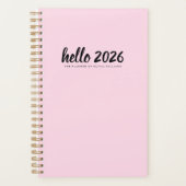 Minimalistisch Hallo 2026 Rosa Planer (Vorderseite)