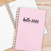 Minimalistisch Hallo 2026 Rosa Planer