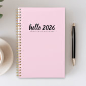 Minimalistisch Hallo 2026 Rosa Planer