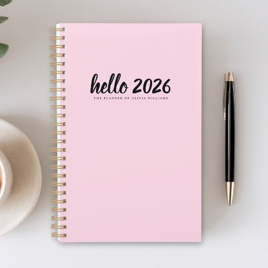 Minimalistisch Hallo 2026 Rosa Planer
