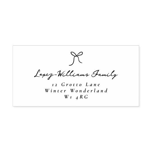 Minimalistisch Hand Draw Bow Weihnachtsadresse Gummistempel (Prägung)