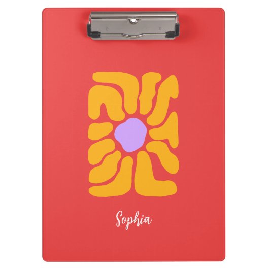 Minimalistisch Hand Drawing Boho Blume Zwischenabl Klemmbrett (Vorderseite)