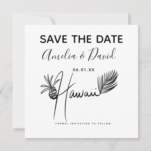 Minimalistisch Hand Drawn Hawaii Script Save the D (Vorderseite)