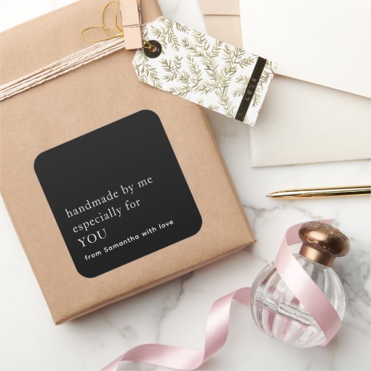 Minimalistisch handgefertigt speziell für Sie Schw Quadratischer Aufkleber (Schenken)