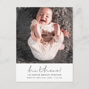 Minimalistisch handgeschriebene Hi There new baby  Postkarte