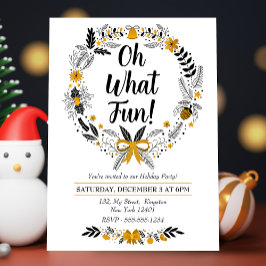 Minimalistisch handgezeichnet Oh What Fun Christma Einladungspostkarte