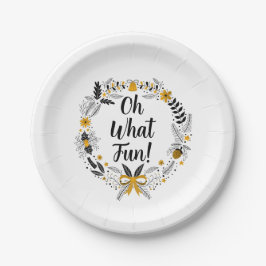 Minimalistisch handgezeichnet Oh What Fun Christma Pappteller