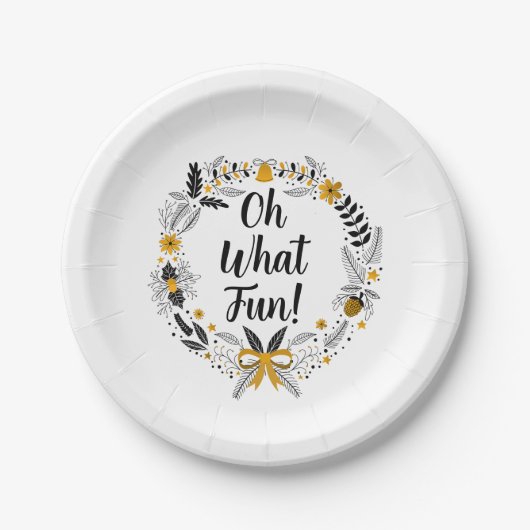 Minimalistisch handgezeichnet Oh What Fun Christma Pappteller (Vorderseite)