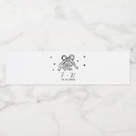 Minimalistisch handgezeichnetes Hochzeitsauto mit Wasserflaschenetikett
