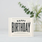 Minimalistisch Happy Birthday Card - Bold Typograf Postkarte (Stehend Vorderseite)