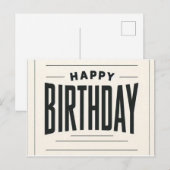 Minimalistisch Happy Birthday Card - Bold Typograf Postkarte (Vorne/Hinten)