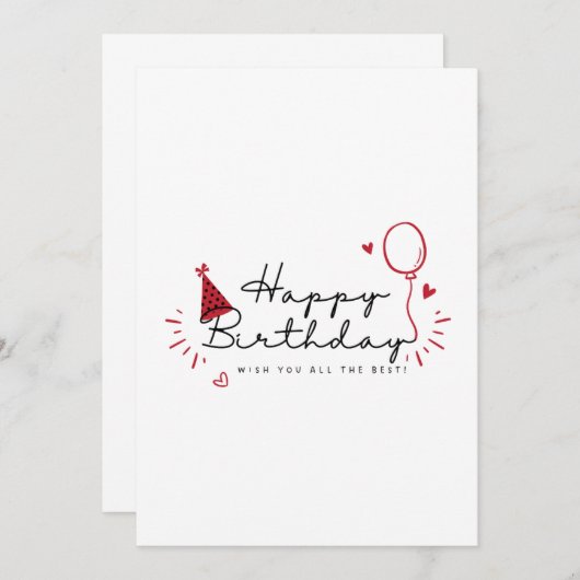 Minimalistisch Happy Birthday Card Einladung (Vorne/Hinten)
