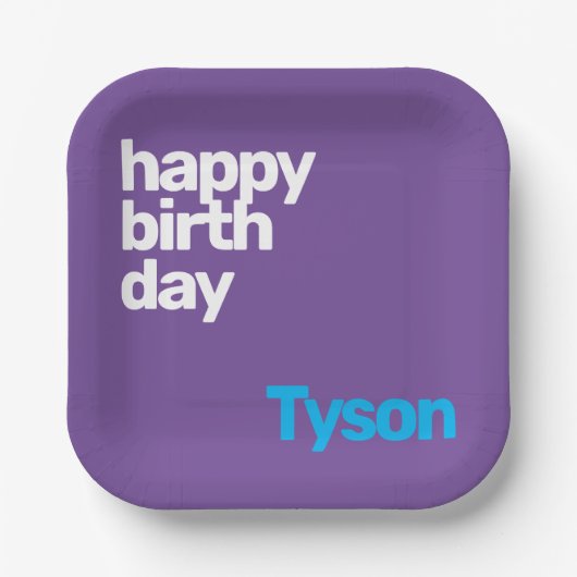 Minimalistisch Happy Birthday Paper Plate - kunden Pappteller (Vorderseite)