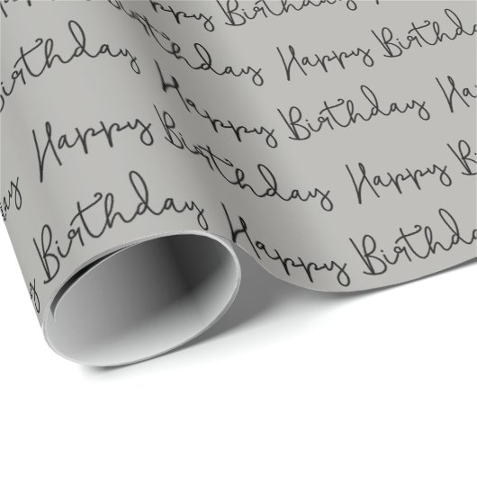 Minimalistisch Happy Birthday Script Geschenkpapier (Rolleneckpunkt)