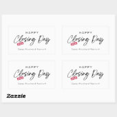 Minimalistisch Happy Closing Day von Realtor Custo Rechteckiger Aufkleber (Blatt)