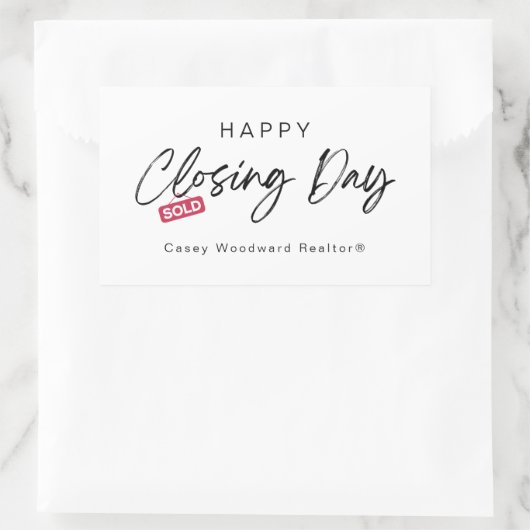 Minimalistisch Happy Closing Day von Realtor Custo Rechteckiger Aufkleber (Tasche)