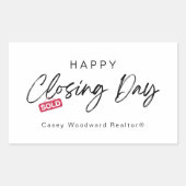 Minimalistisch Happy Closing Day von Realtor Custo Rechteckiger Aufkleber (Vorderseite)