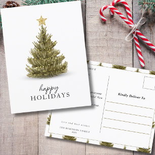Minimalistisch Happy Holidays Pine Tree Weihnachte Feiertagspostkarte