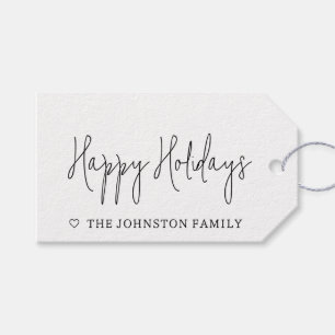 Minimalistisch Happy Holidays Weihnachten Schwarz- Geschenkanhänger
