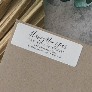 Minimalistisch Happy New Year Return Address Label