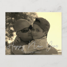 Minimalistisch Happy New Years 2023 Sepia Postcard