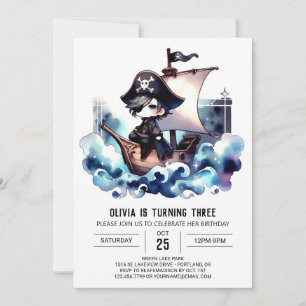 Minimalistisch Happy Pirate Birthday Einladung