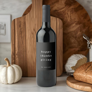 Minimalistisch Happy Thanksgiving Modern Weinetikett