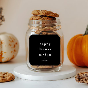 Minimalistisch Happy Thanksgiving Quadratischer Aufkleber