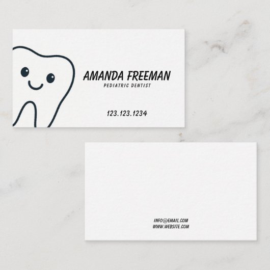 Minimalistisch Happy Tooth Pädiatrie Zahnarzt Terminkarte (Vorne/Hinten)