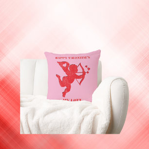 Minimalistisch Happy Valentine's My Liebe auf rosa Kissen