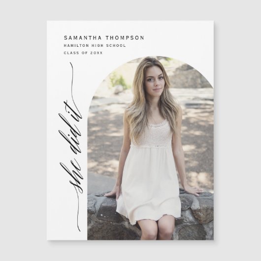 Minimalistisch hat sie Foto Abschluss Magnet Arch (Vorderseite)