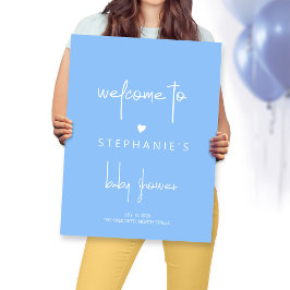 Minimalistisch Heart Baby Boy Dusche Blauer Empfan Poster