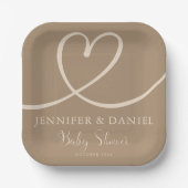 Minimalistisch Heart Baby Dusche Elegant Moderne Pappteller (Vorderseite)