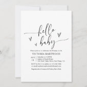 Minimalistisch Heart Script Hello Baby Dusche Einladung (Vorderseite)