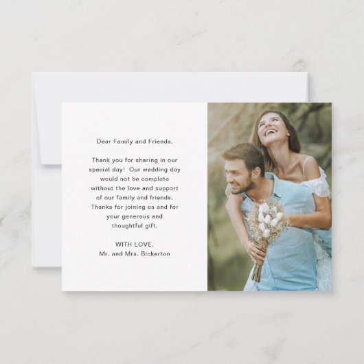 Minimalistisch Heart Simple Script Foto Wedding Dankeskarte (Rückseite)