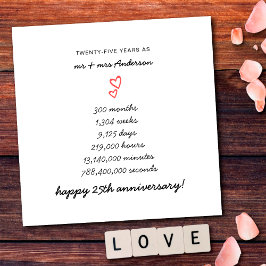 Minimalistisch Hearts Happy 25. Hochzeitstag Karte