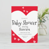 Minimalistisch Hearts Pink Valentinstag Babydusche Einladung (Stehend Vorderseite)