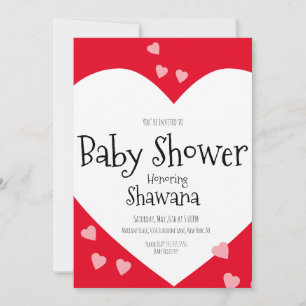 Minimalistisch Hearts Pink Valentinstag Babydusche Einladung