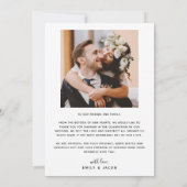 Minimalistisch Heftschrift White Dankeskarte (Rückseite)