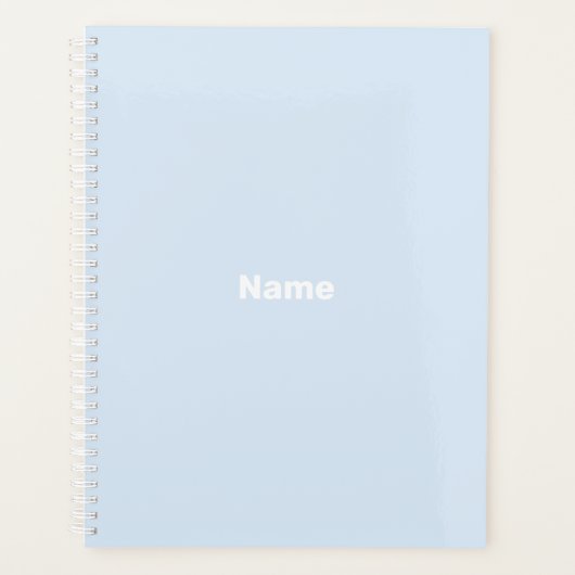 Minimalistisch hellblauer individuelle Name Monogr Planer (Vorderseite)