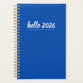 Minimalistisch Hello 2026 Blue Planer (Vorderseite)